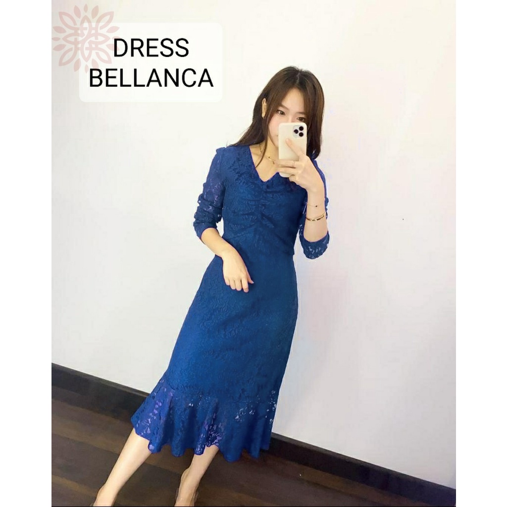 BELLANCA DRESS BRUKAT mF / MIDI DRESS BRUKAT FASHION WANITA / PARTY DRESS / BAJU PESTA BRUKAT SEXY /3UKURAN DRESS BELLANCA S,M,L,XL