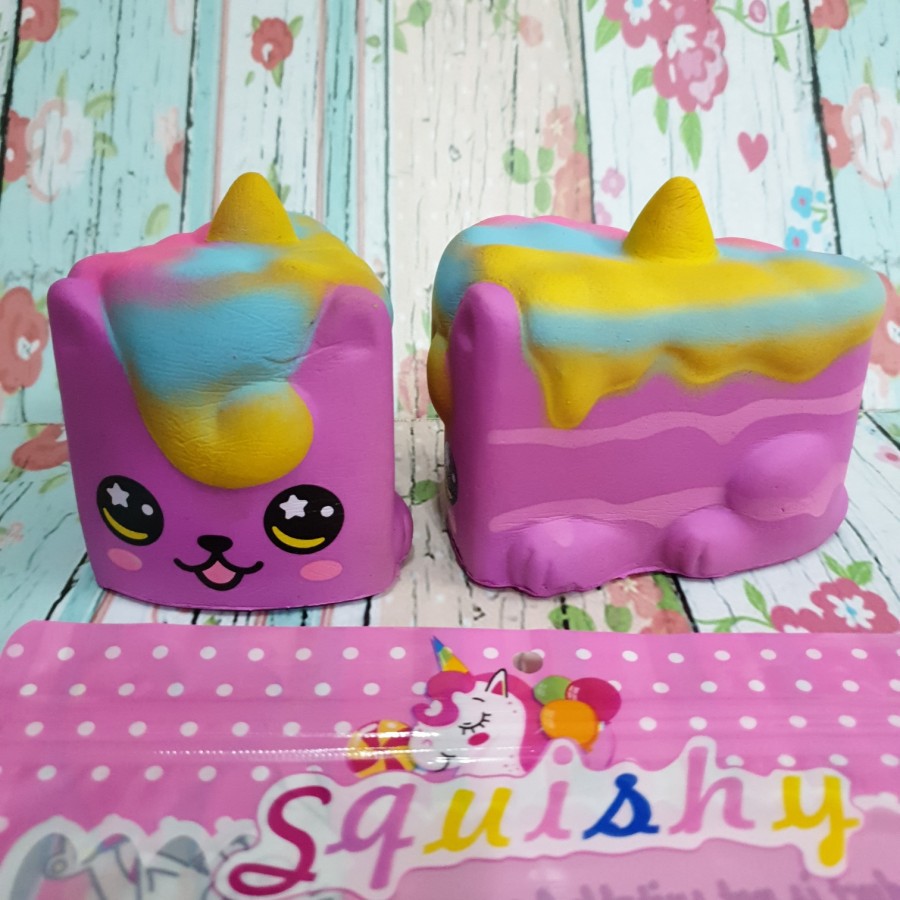 Squishy Murah Cute Rainbow Unicorn Slice Cake - SUPER SALE