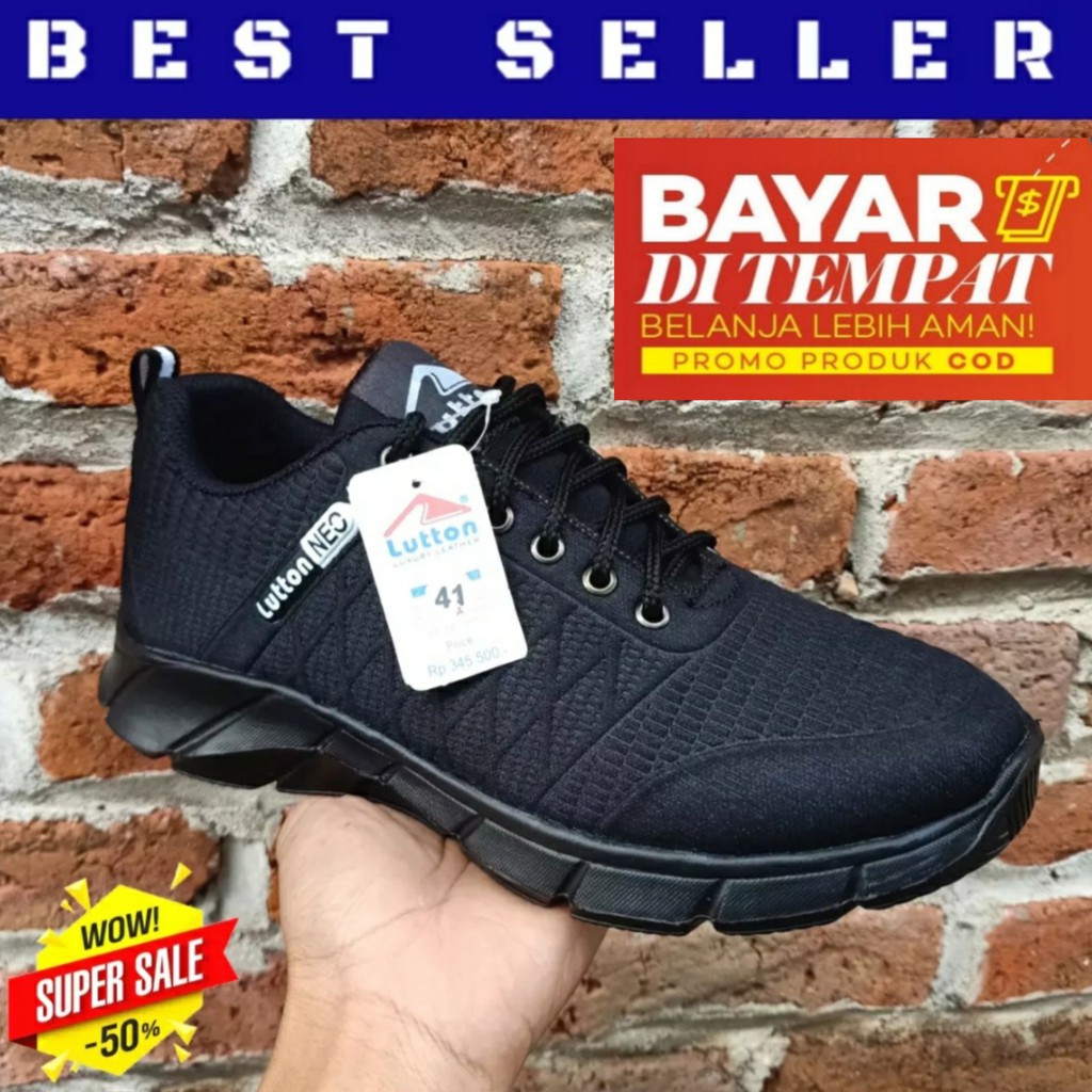 LUTTON - SEPATU SNEAAKERS NEO LUTTON HITAM POLOS / SEPATU SNEAKER TERLARIS TERBARU