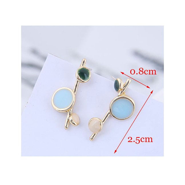 LRC Anting Tusuk Fashion 925 Silver Needle Resin Color Matching Oil Drop Earrings