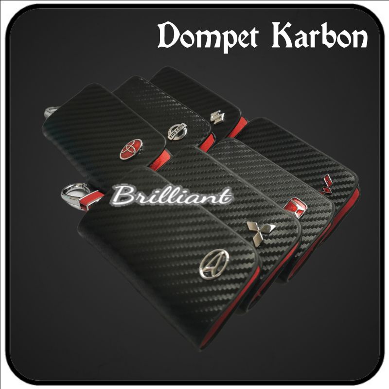 Dompet STNK Gantungan Stainlese Eclusive Model Karbon - Logo Mobil