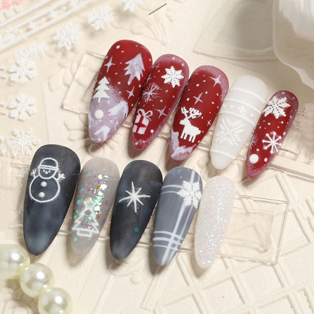 Mxbeauty Stiker Kuku Motif Snowflake / Beruang / Rusa Natal 5d Diy Untuk Dekorasi Nail Art