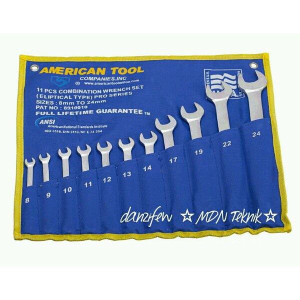 Kunci Set Kombinasi Ring Pas 11pcs American Tools Life Time Warranty