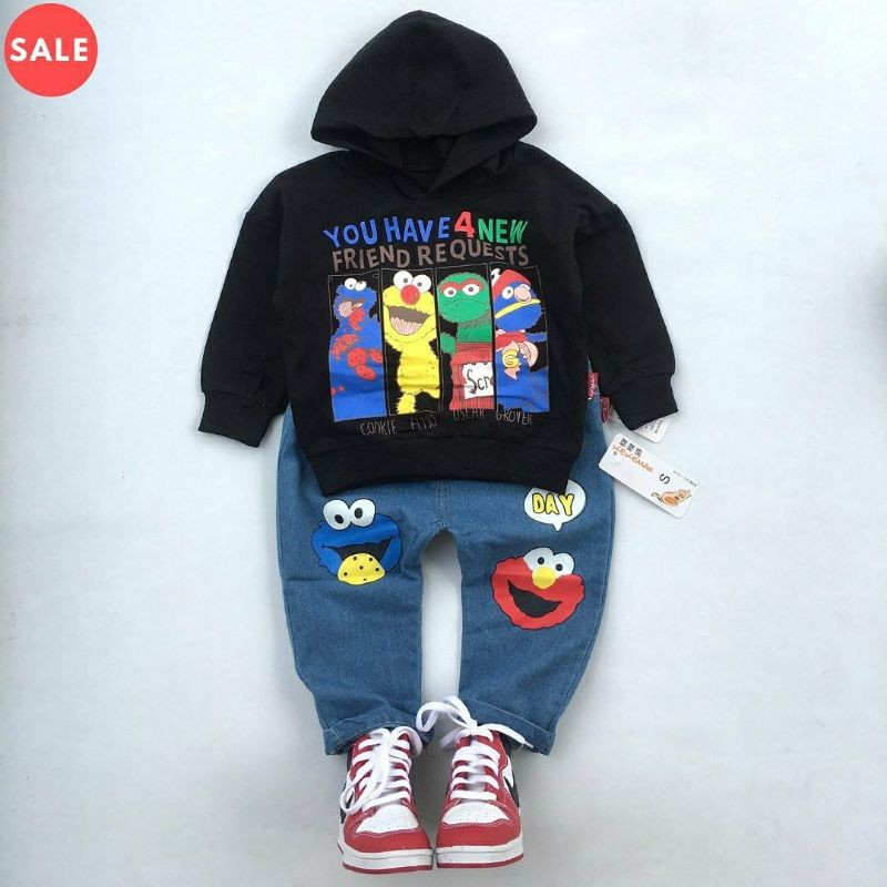 SET HOODIE ELMO BLACK IMPORT