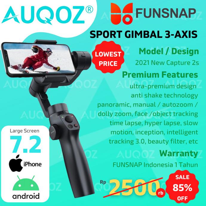 AUQOZ x Funsnap Sport Gimbal 3-Axis Stabilizer Kamera HP ActionCam