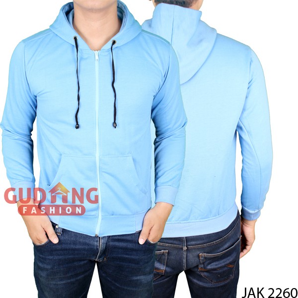 Jaket Polos dengan Topi / Jaket Hoodie Sletting Zipper (COMB)