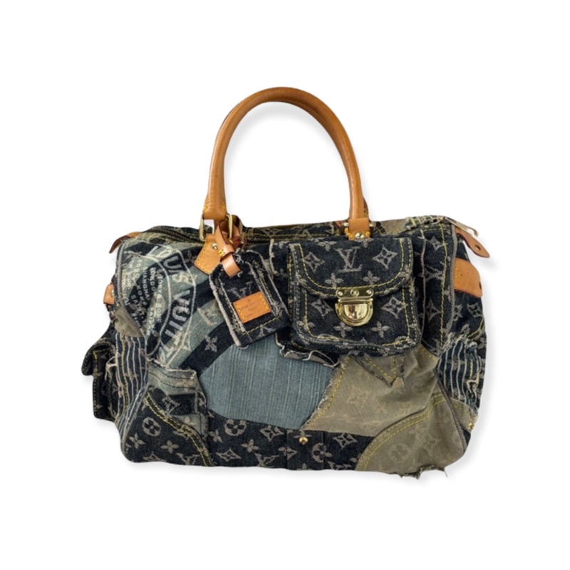 REPRICE PRELOVED TAS LV SPEEDY DENIM PATCHWORK COLLECTOR LIMITED EDITION HAND BAG