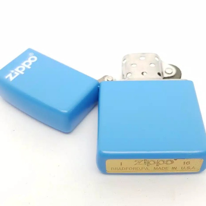 korek zippo matte biru muda blue langit zippo mancis murah box