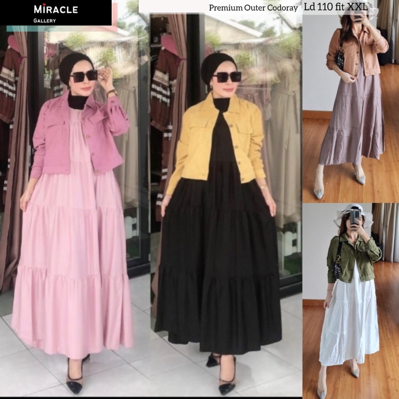 LOUIE MIDI SET 2IN1(KANTONG KANCING)-INER MIDI RAYON TWILL OUTER CODORAY/MIDI DRESS LOUIE SET