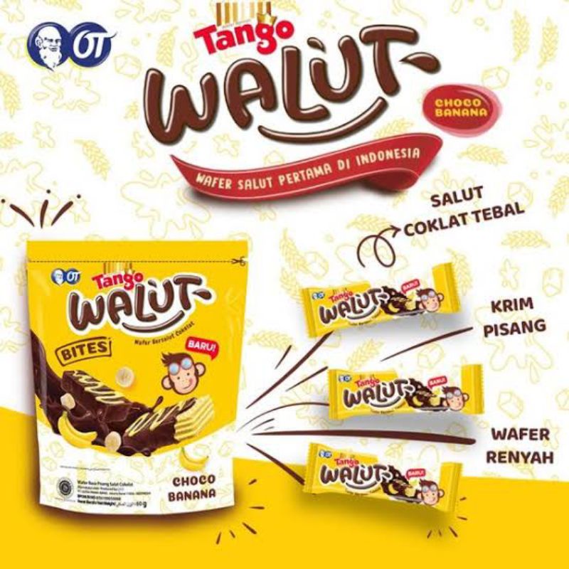 

tango wafer walut choco banana pouch 60g / pack 18g