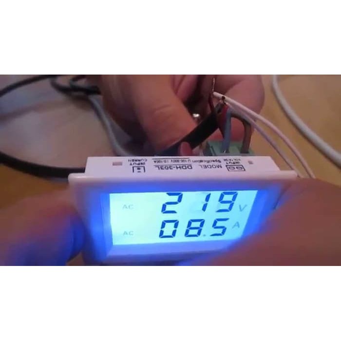 Dual Combo AC Voltmeter Amperemeter 50A 300V 2 in 1 LCD Display Blue