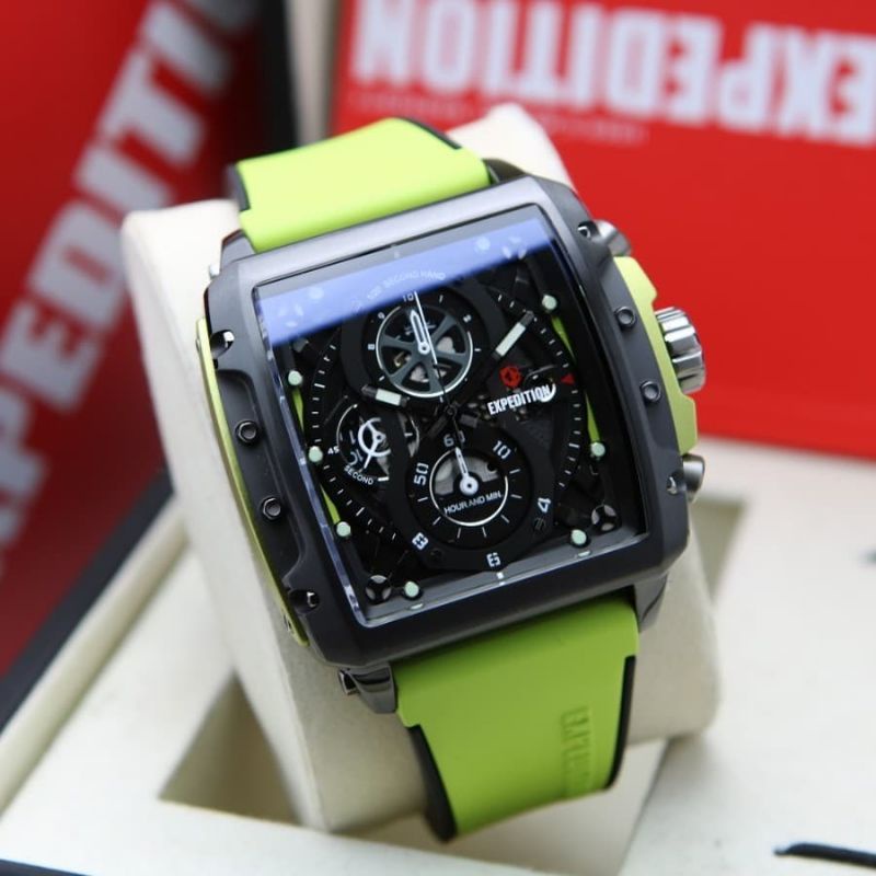 Jam Tangan Expedition E6811 M Black / Green Original