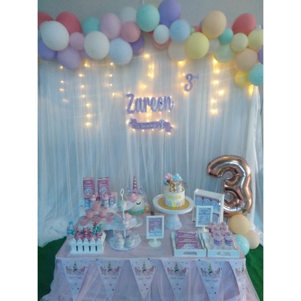 

Paket Dessert Table Murah/Dessert table tema/Sweet table corner/Paket Dekorasi Ulang Tahun