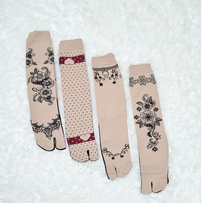 Kaos Kaki Motif Hena Jempol Muslimah Nylon Spandek Bahan tebal Adem Tidak berbulu anti bau acem