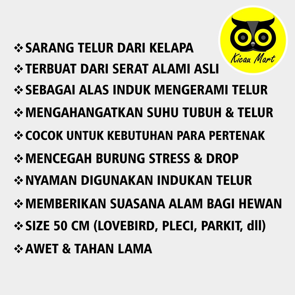 GLODOK BURUNG SARANG BURUNG LOVEBIRD GELODOK BURUNG MURAI PARKIT MANYAR KENARI SARANG TELUR SUSUH MANUK COCOFIBER GANTUNG SERAT KELAPA SRBGTG