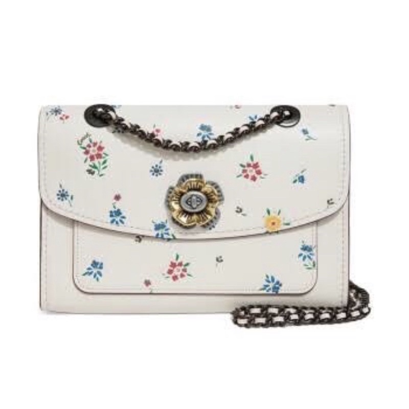 Coach Parker Chain Shoulder Bag  With Floral  (886)