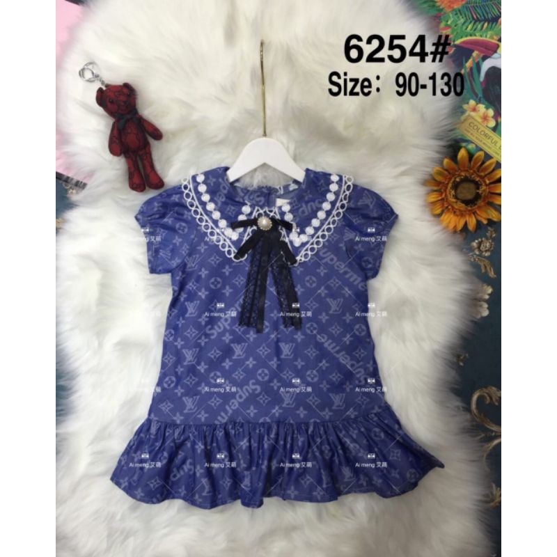 DRESS ANAK PEREMPUAN PREMIUM IMPORT MOTIF LV
