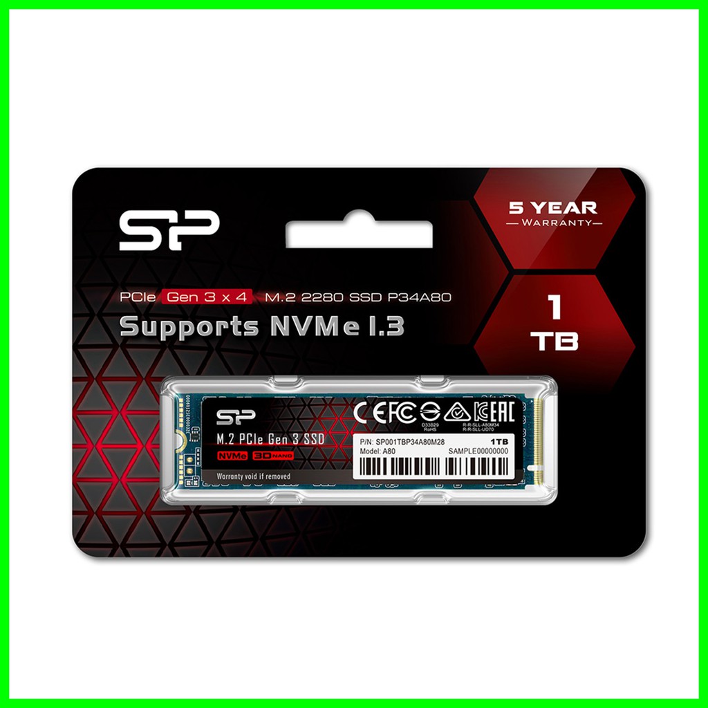 SSD Silicon Power A80 1TB M.2 NVMe 2280 PCIe Gen3x4