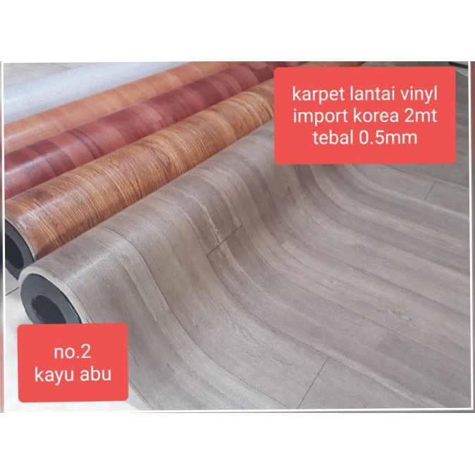 Karpet lantai Vinyl plastik Korea 200Cm (2meter) tebal 0.5mm - Kayu Abu