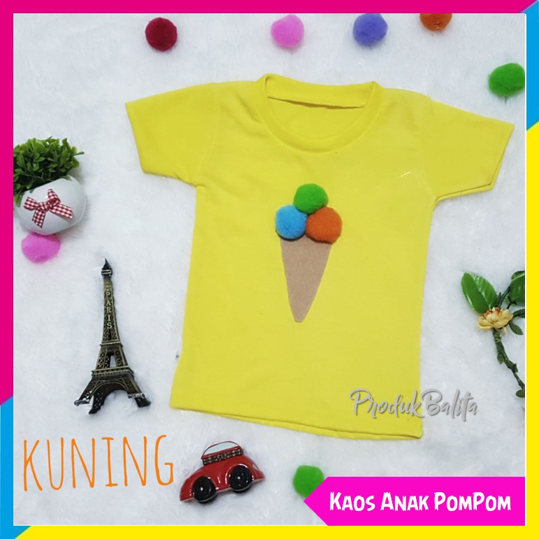 Kaos Anak Perempuan Lengan Pendek Motif Ice Cream Lucu Size 0-2 Tahun Branded Murah