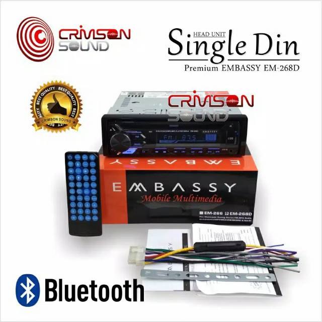 DVD MOBIL BLUETOOTH EMBASSY | SINGLE DIN | TAPE AUDIO MOBIL | TAPE MOBIL