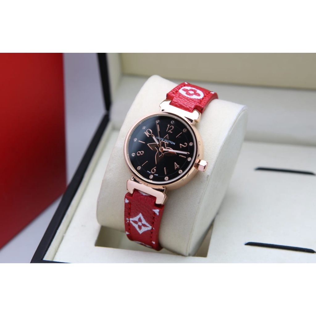 JAM TANGAN WANITA LV KULIT - DIAMETER 3,4 CM