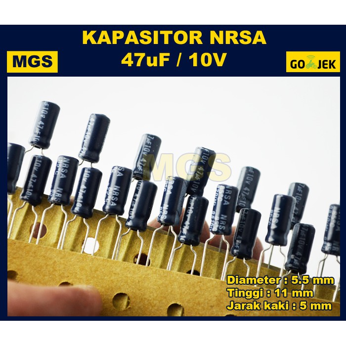 100Pcs Kapasitor Elko 47uf 10V Capacitor Elco 47uf 10V NIC