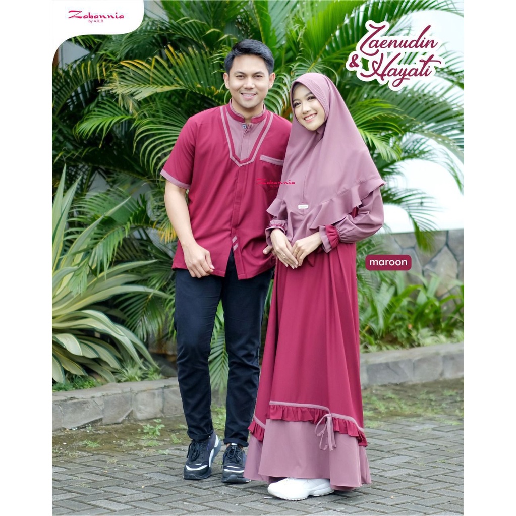 ZABANNIA HAYATI DAN ZAENUDIN DEWASA DRESS ONLY GAMIS WANITA BAJU SARIMBIT KELUARGA WARNA MAROON OLIV
