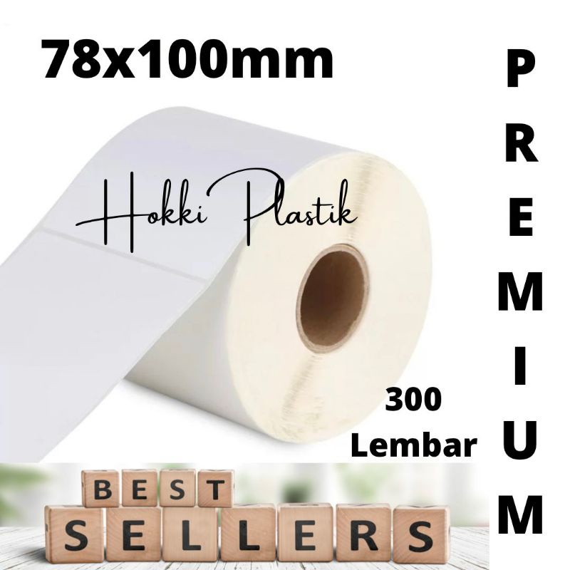 kertas thermal label stiker barcode label pengiriman 78x100mm / 300pcs thermal Premium Tebal