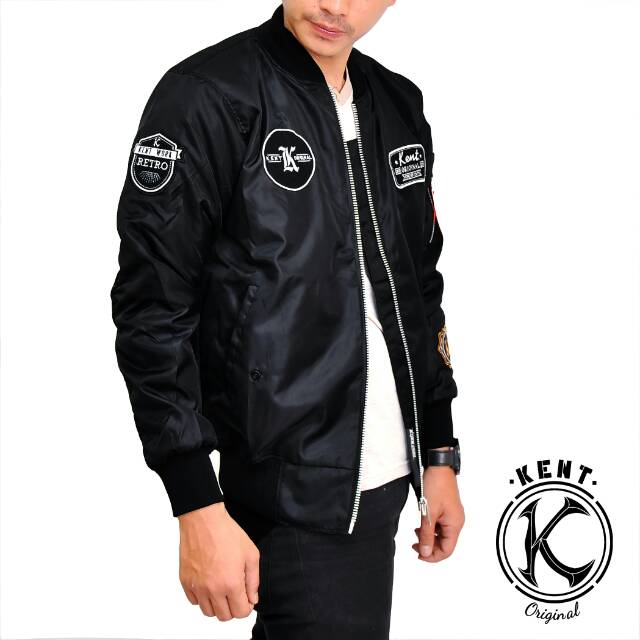 Kent JAKET Bomber Pria Retro Original Black