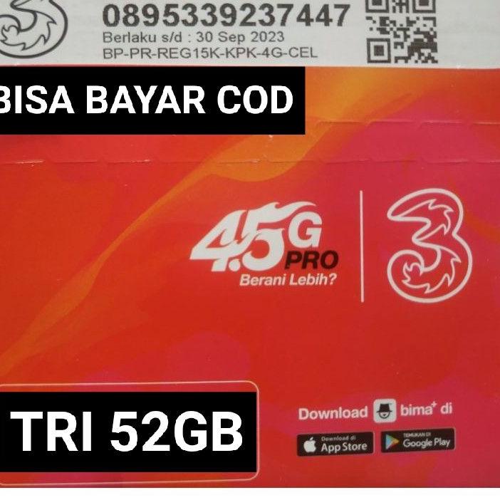 ❤[BIG ⚡ALE]❤PERDANA TRI 52 GB UNLIMITED YOUTUBE 1GB PERHARI (MADURA)