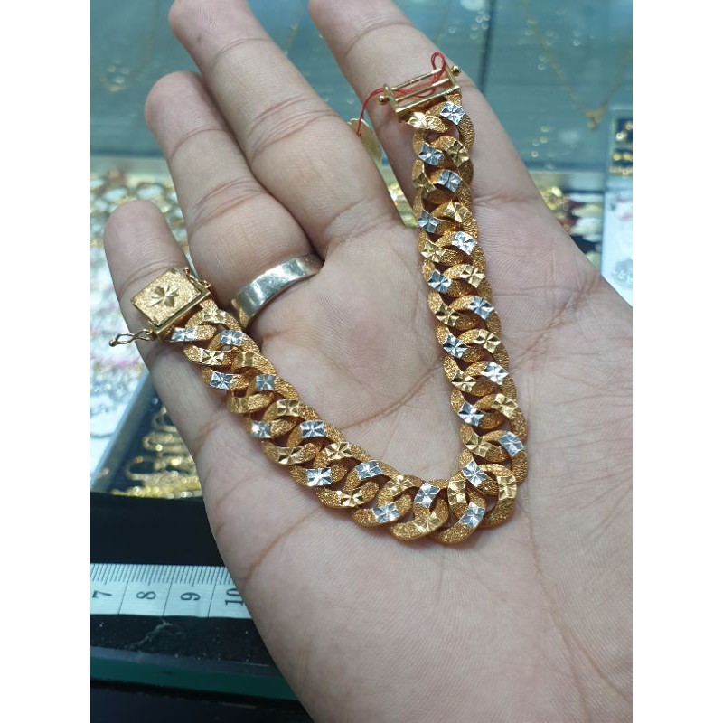 gelang emas 700(mas tua) rosegold sisik naga kombinasi ukir