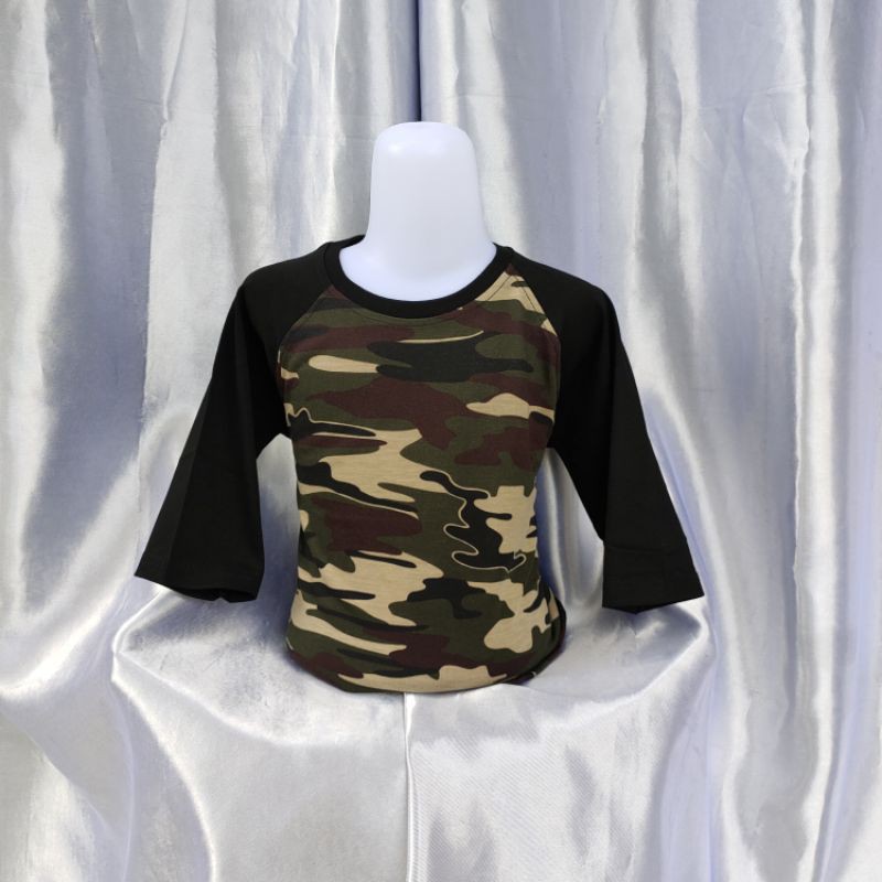 kaos reglan doreng-hitam lengan 3/4 uk M L XL XXL 20 22 S