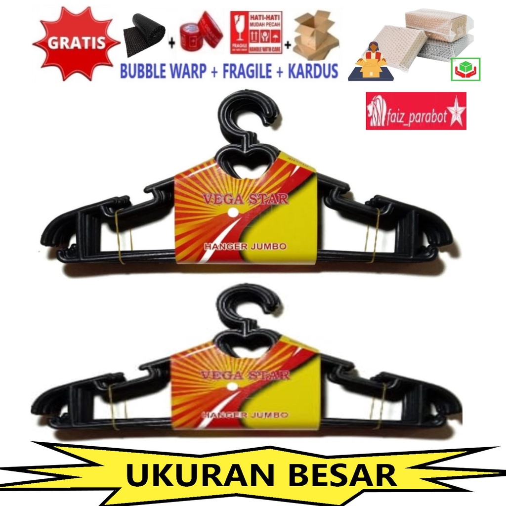 ( dewasa )Hanger Gantungan Jemuran Baju Pelastik Plastik Hitam Lovenia 12 pcs VEGA STAR