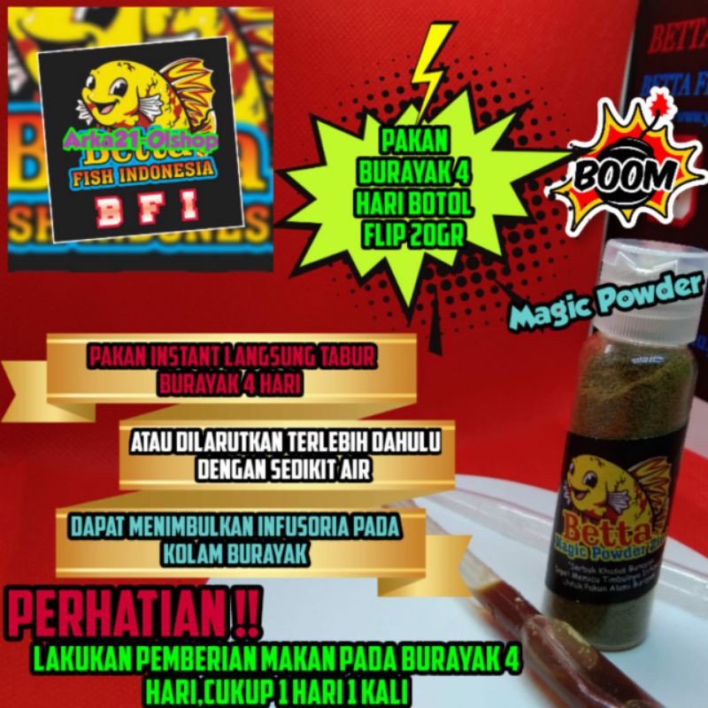PAKAN BURAYAK CUPANG 4 HARI PEMICU INFUS MAGIC POWDER 2IN1 20GR(ORIGINAL BFI AHLINYA FERMENTASI AIR)