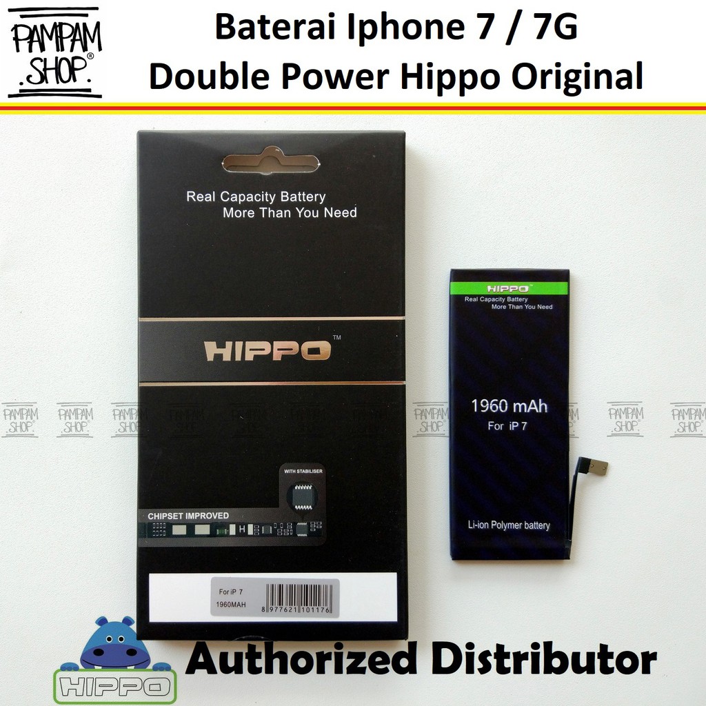 Baterai Hippo Double Power Original Apple Iphone 7 7G Batre Batrai Battery Dual Handphone Hipo Ori