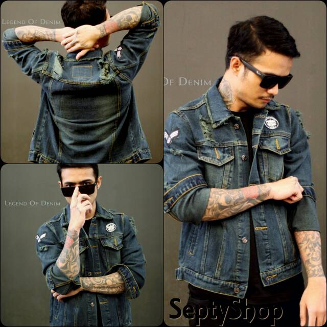 LEGEND OF DENIM™ | Jaket Jeans Pria New Design Ripped Bordir LOD™ Limited edition guys