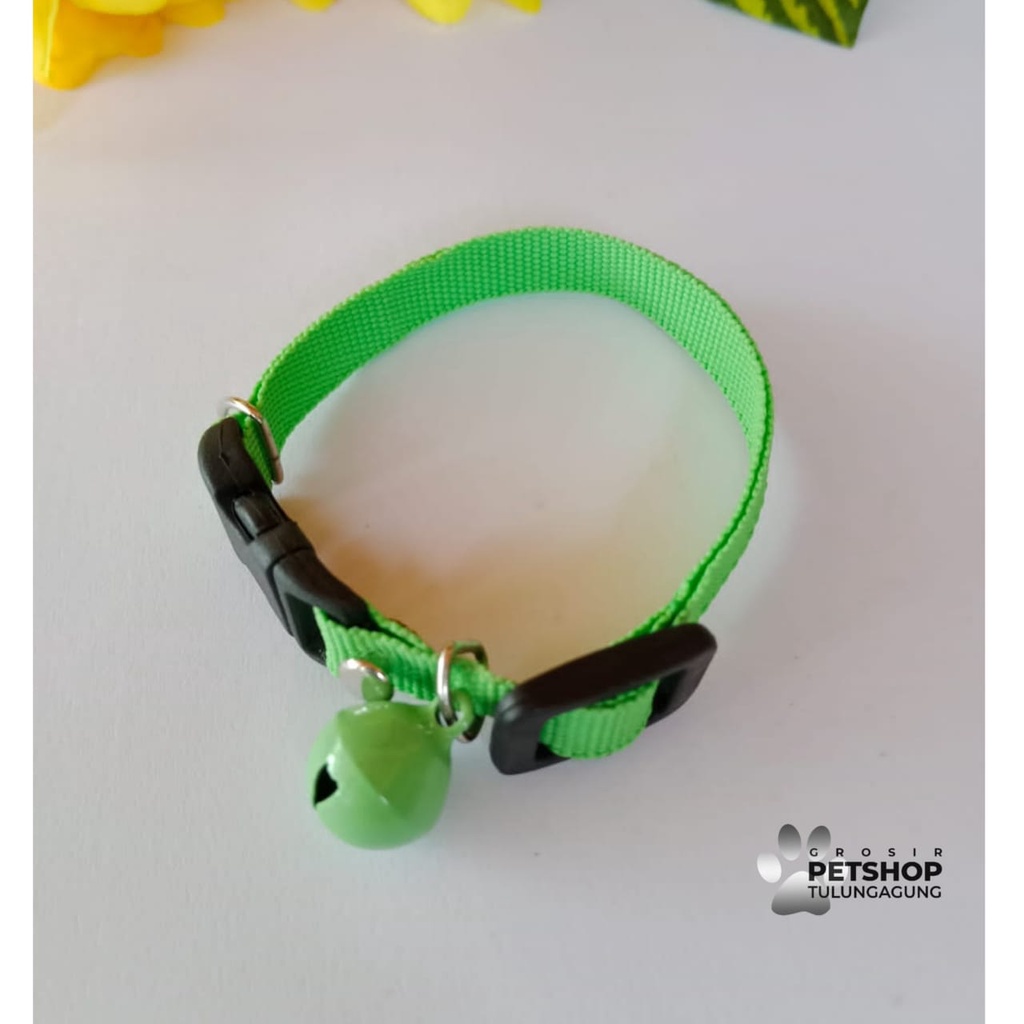 Kalung Kucing Polos Lonceng 14mm Doff bahan tebal