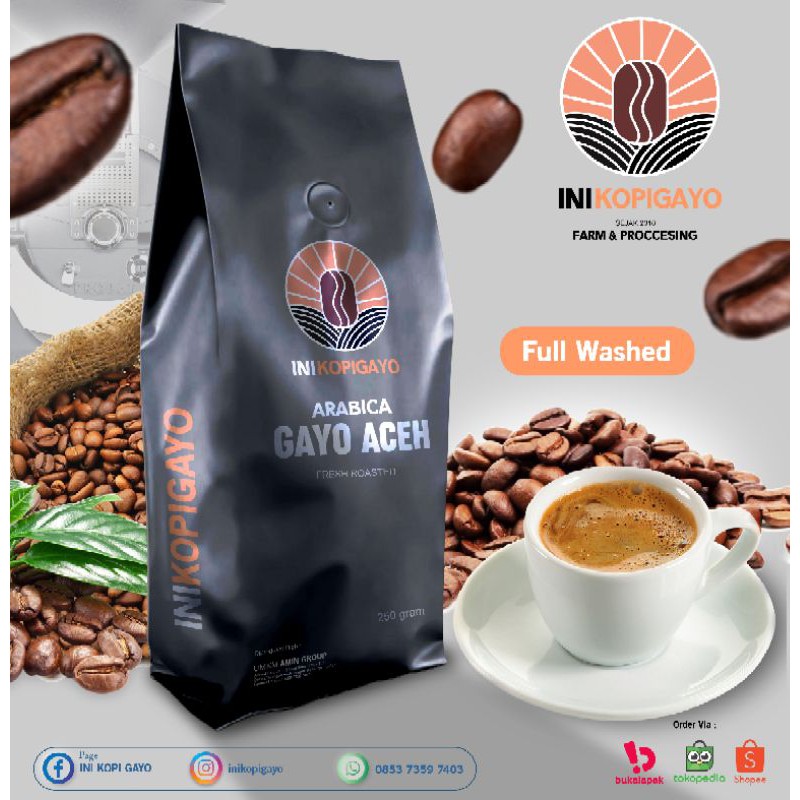 

Kopi Arabica Gayo Full Washed Fresh Roasted 250g