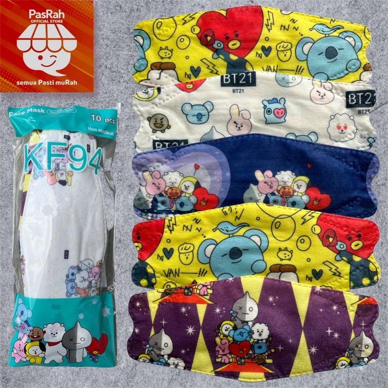 Masker KF94 Anak Motif / Polos ISI 10 PCS