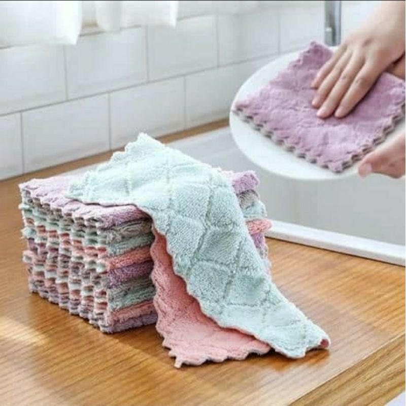 terlaris Kain Lap Meja Piring ANTI MINYAK Kain Lap Microfiber Kain Lap Tangan Kualitas Bagus