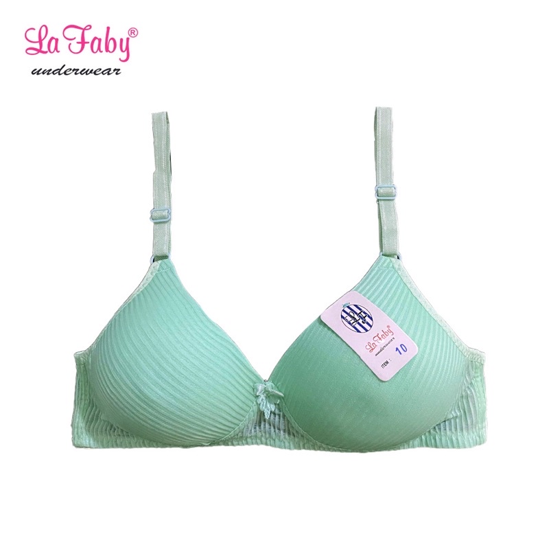 La Faby Bra Wanita Motif Salur Hijau Tosca Tanpa Kawat LF10