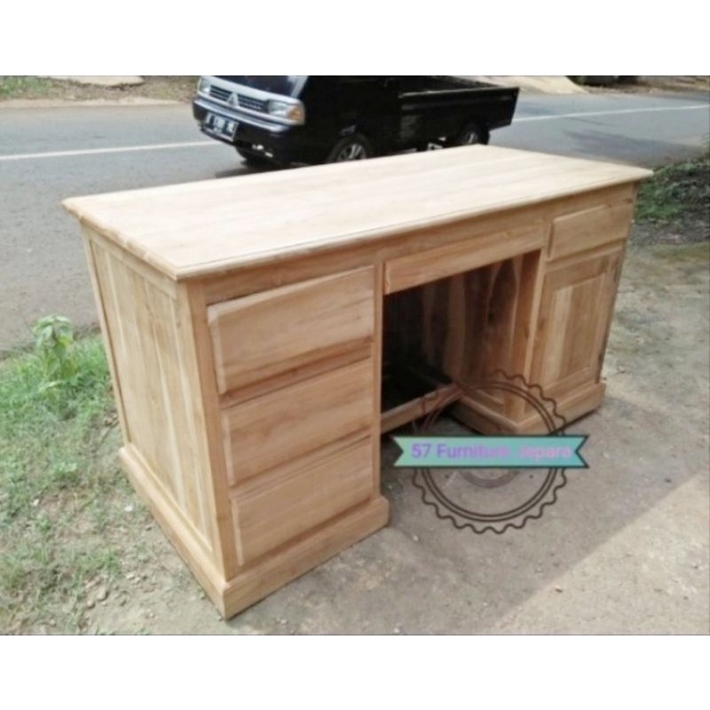 Meja Kerja Kayu Jati - Meja Kantor /Guru Laci Jati Mentahan