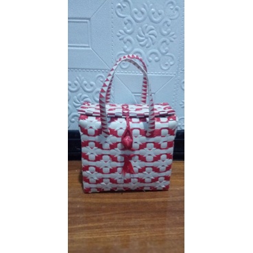 Tas anyaman tutup size Xs/tas motif/tas belanja