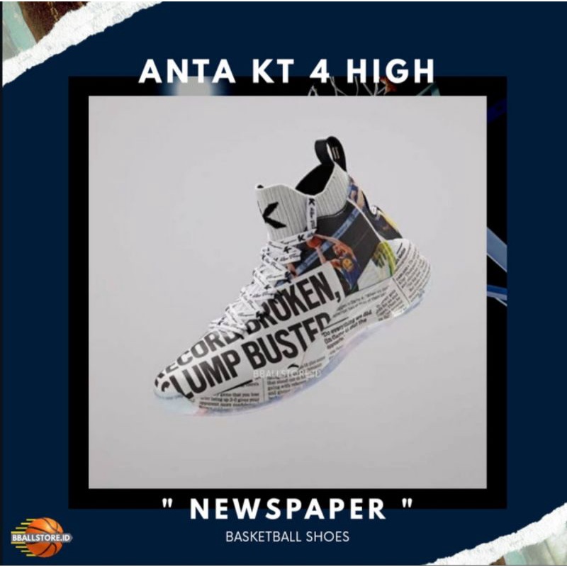SEPATU BASKET KLAY THOMPSON, ANTA KT 4 "NEWSPAPER"