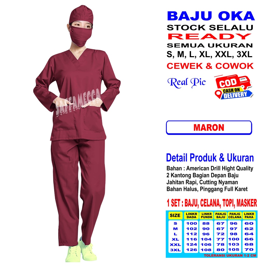 BAJU OK   BAJU OKA   OK   OKA   SCRUB PERAWAT   SCRUB MEDIS   BAJU JAGA LENGAN PANJANG TERBARU READY