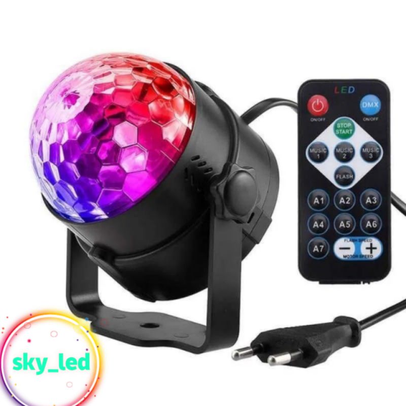 Lampu Disko LED RGB / MAGIC BALL /  Dapat Berputar dengan Sensor Suara untuk Natal / Pernikahan / KTV