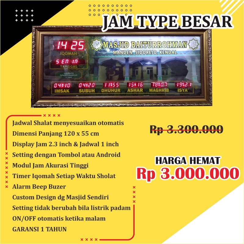 Jual Jam Digital Masjid 120x60 Untuk Masjid Shopee Indonesia