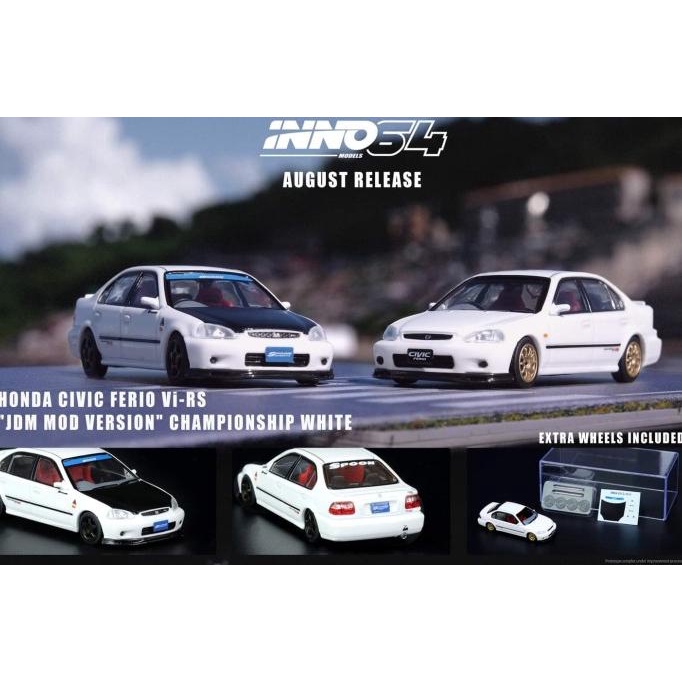 1/64 INNO64 Honda Civic Ferio Vi-RS JDM Mod Version White Diecast