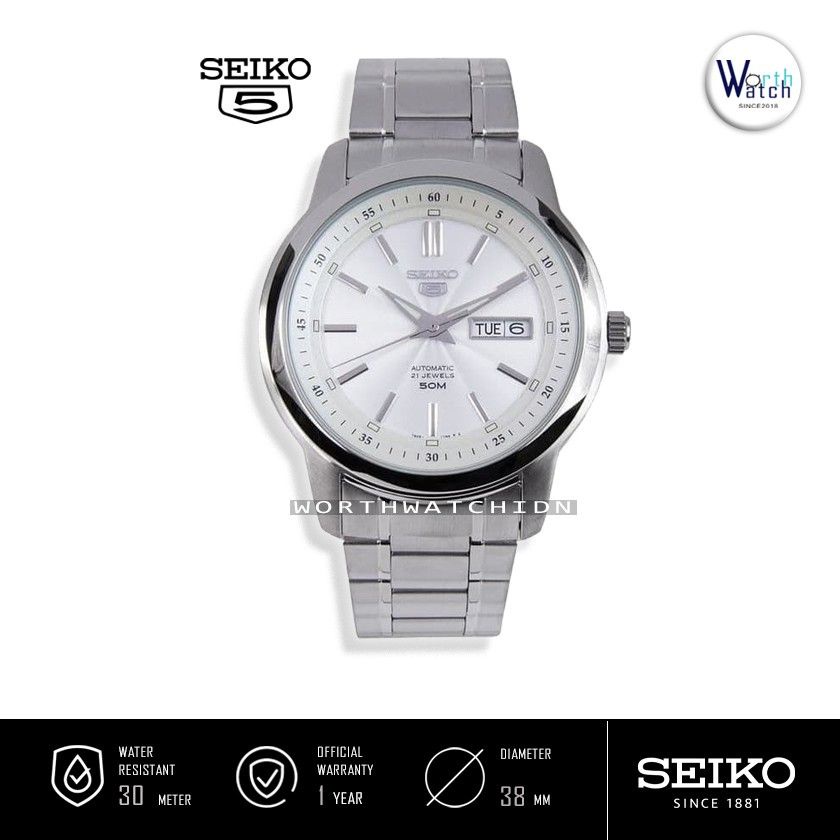 Jam Tangan Pria Otomatis Seiko 5 Men Automatic Silver Dial Stainless Steel Original SNKM-83-K1